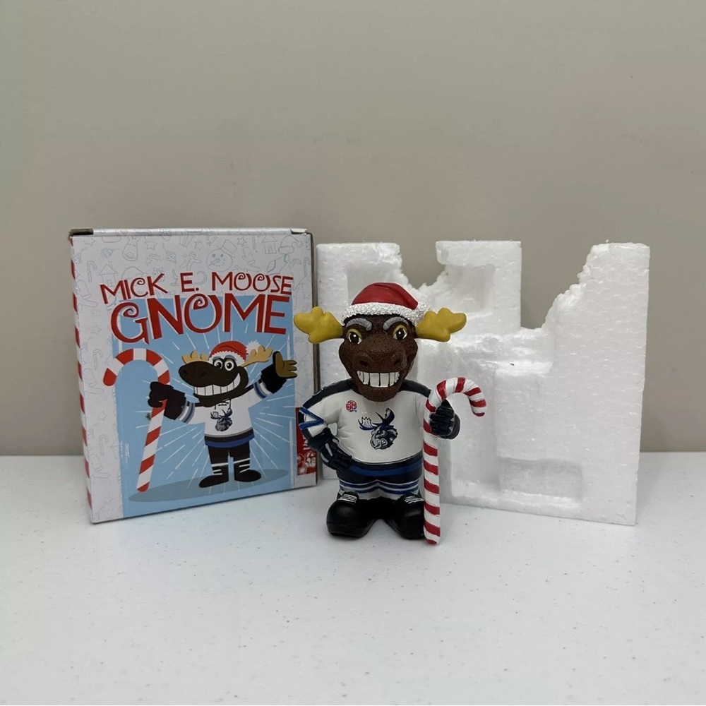 Manitoba Moose Mascot Mick E Moose Hockey Christmas Gnome Boston Pizza Sponsored